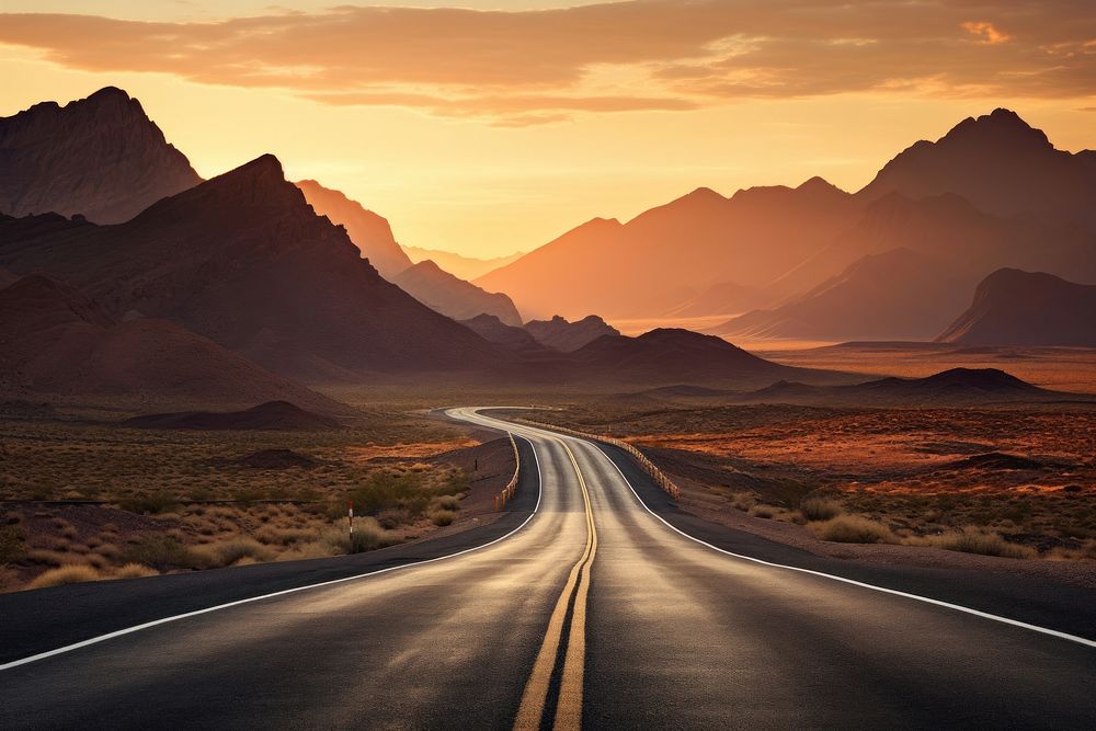 Curved road landscape outdoors horizon. AI generated Image by rawpixel.