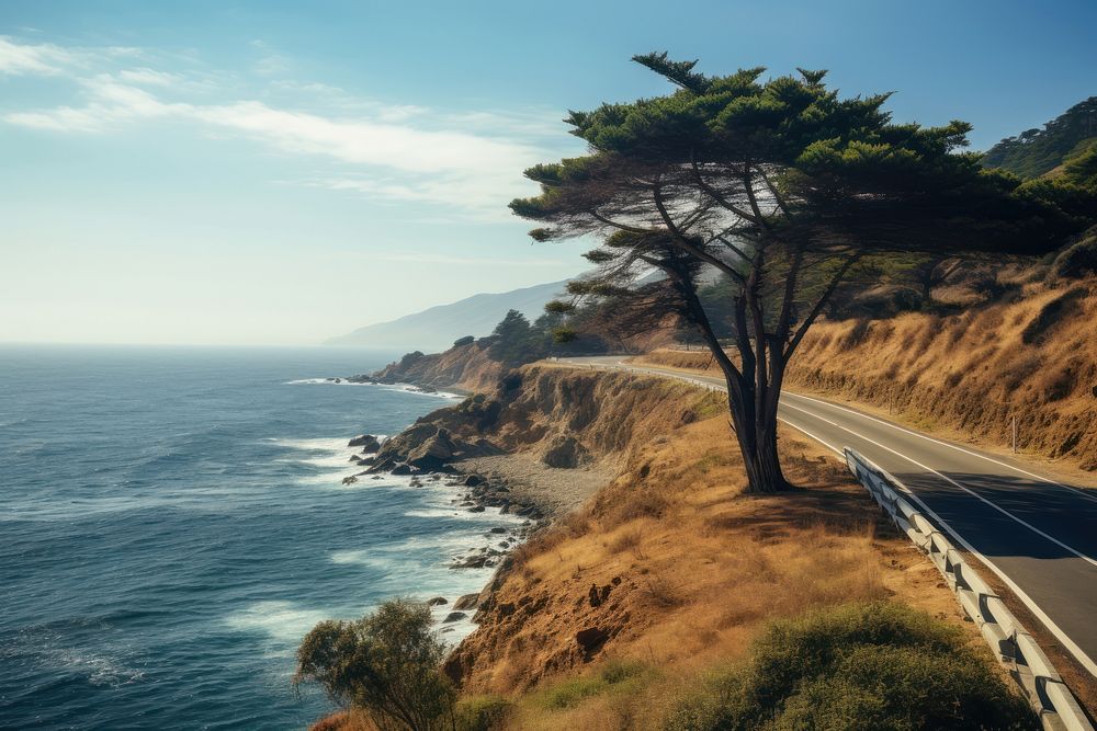 Ocean road landscape outdoors. 