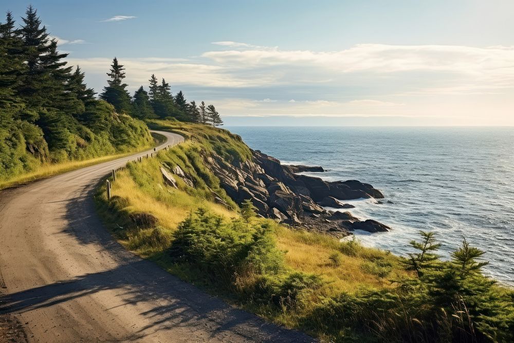 Ocean road landscape outdoors. AI generated Image by rawpixel.