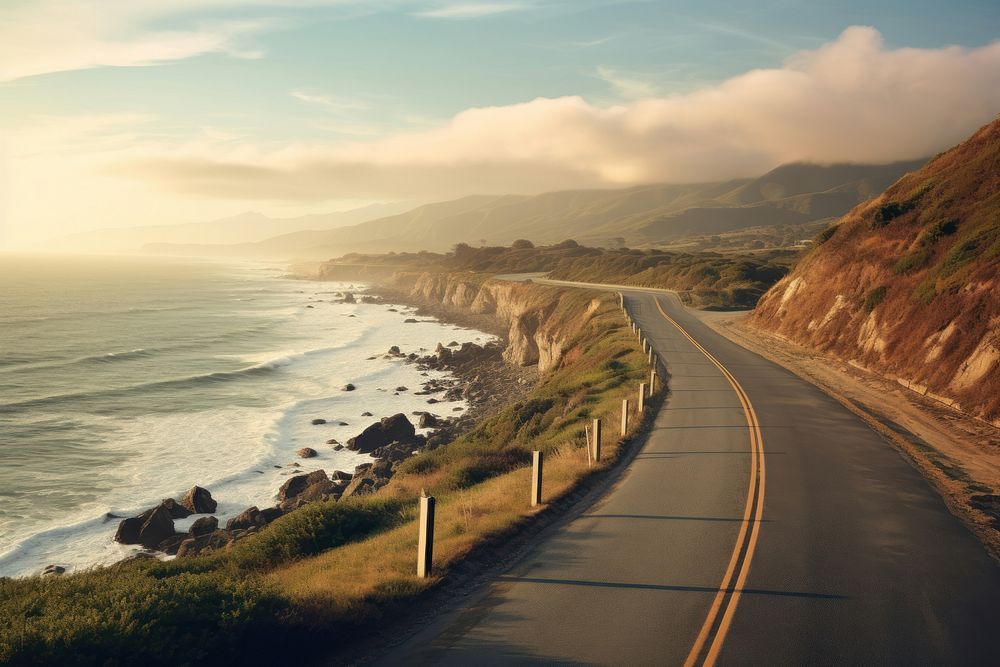 Ocean road landscape outdoors. AI | Premium Photo - rawpixel