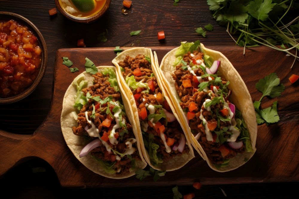 Delicious tacos table food electronics. AI generated Image by rawpixel.