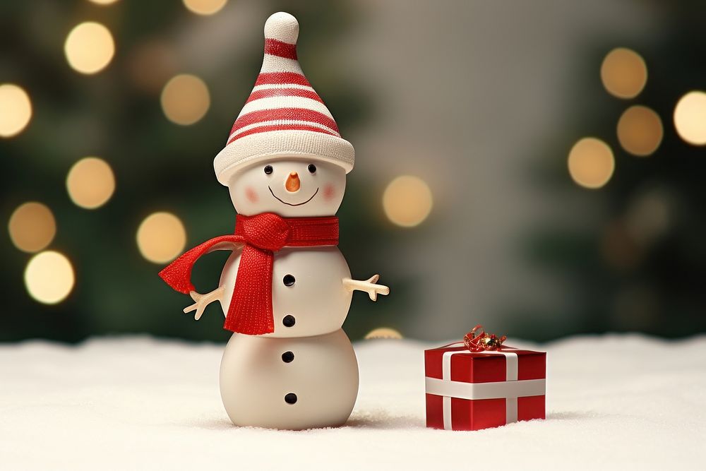 Snowman figurine winter gift. AI generated Image by rawpixel.