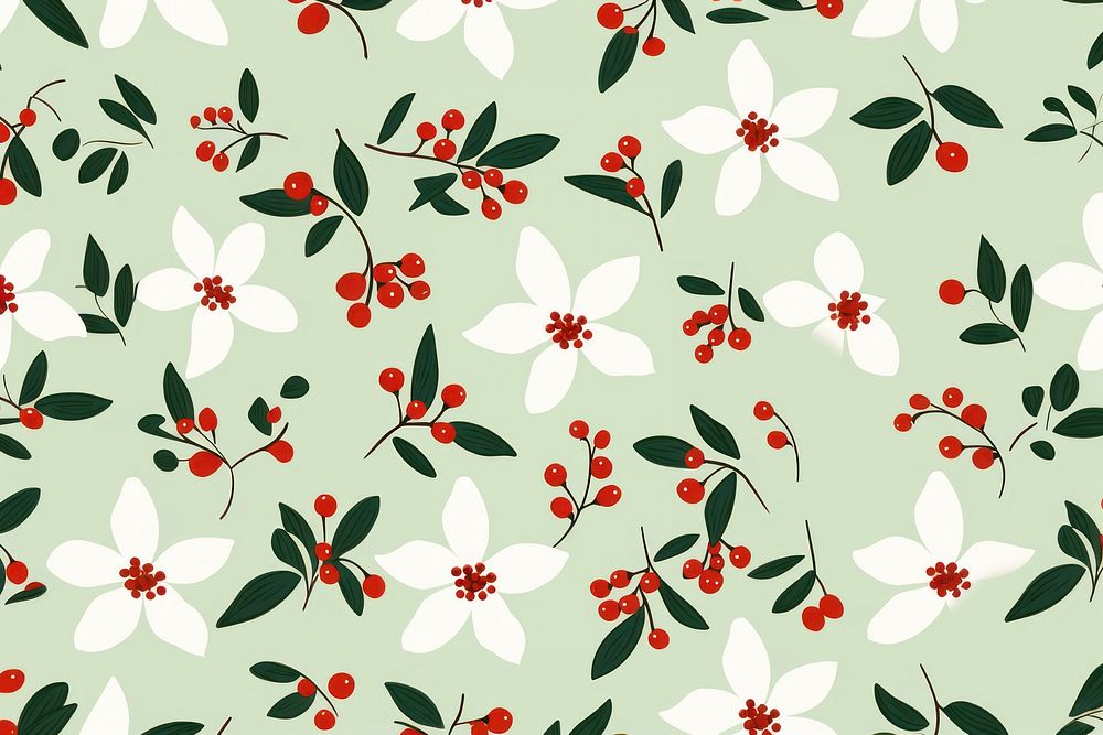 Christmas hollies pattern backgrounds christmas plant. AI generated Image by rawpixel.