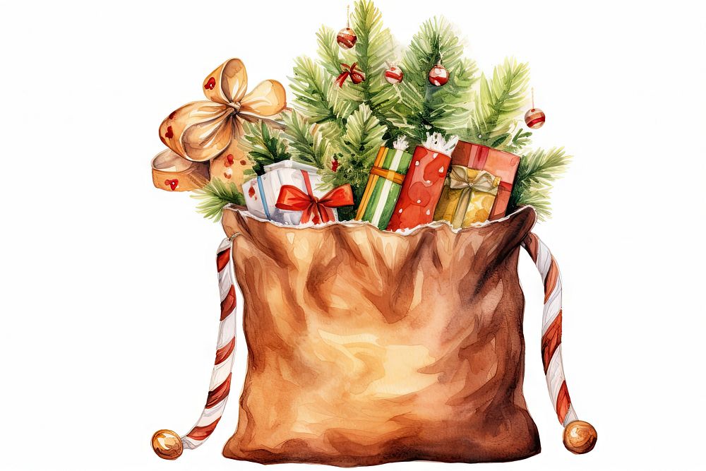 Brown christmas pouch plant food bag. AI generated Image by rawpixel.
