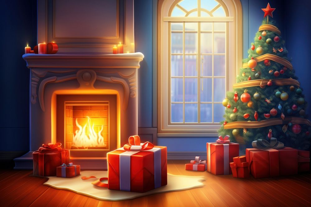 Christmas fireplace christmas anticipation. AI generated Image by rawpixel.