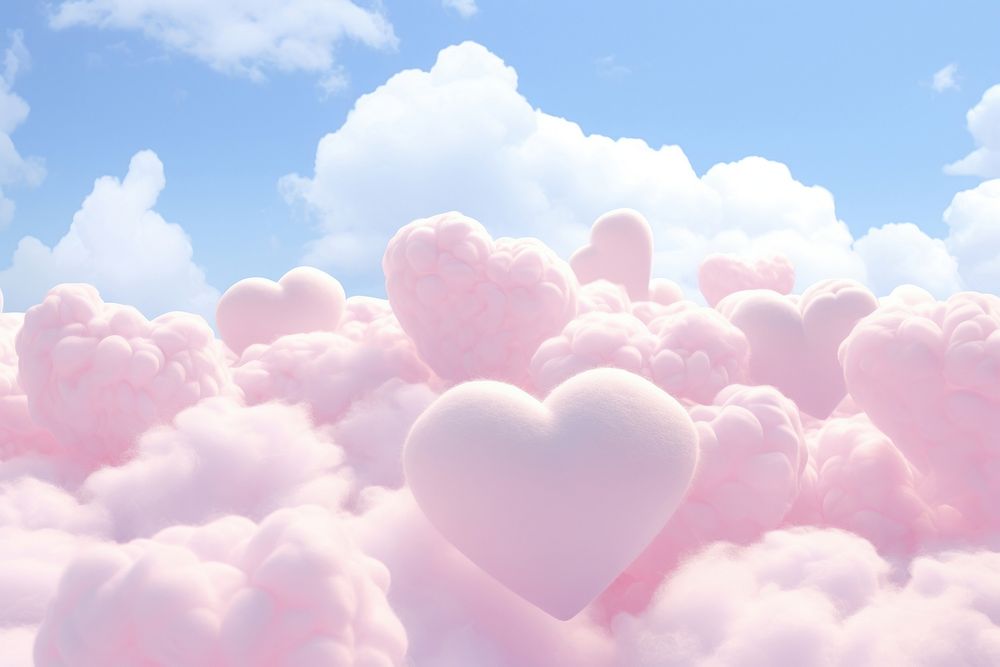 Heart-shaped clouds sky outdoors nature. AI generated Image by rawpixel.