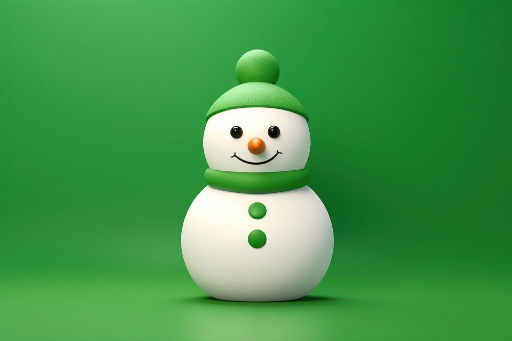 Snowman green winter anthropomorphic. AI generated Image by rawpixel.