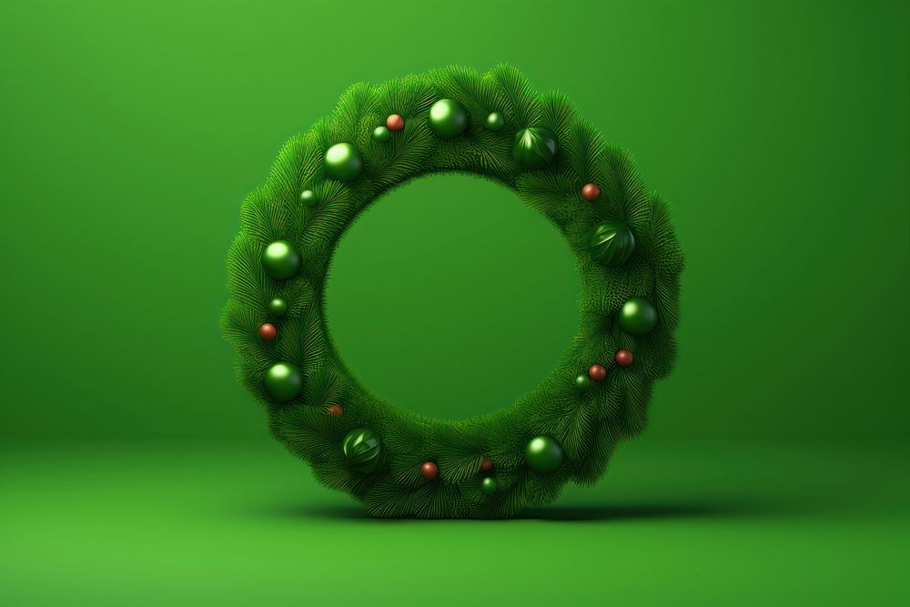 Christmas wreath green jewelry green background. AI generated Image by rawpixel.