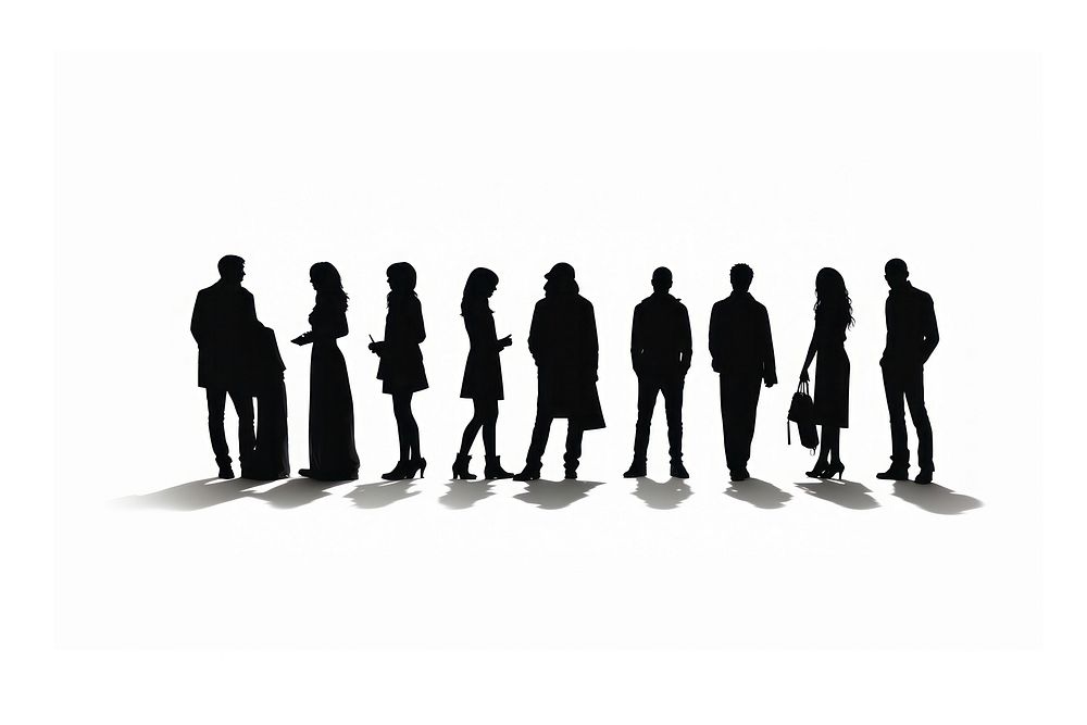 Silhouette people white background togetherness. AI generated Image by rawpixel.