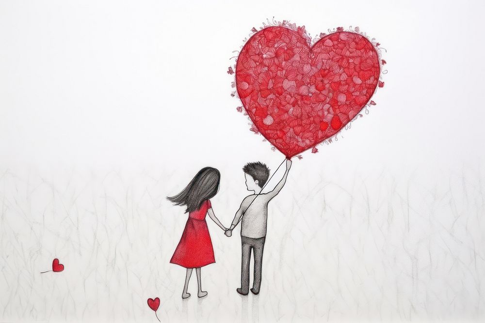 Drawing sketch child valentine's day. AI generated Image by rawpixel.