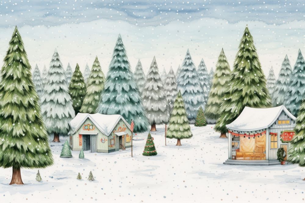 Christmas party outdoors drawing nature. AI generated Image by rawpixel.
