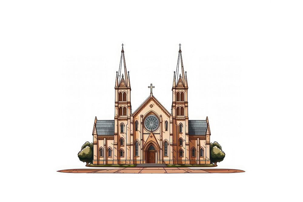 Church line clipart architecture building tower. AI generated Image by rawpixel.