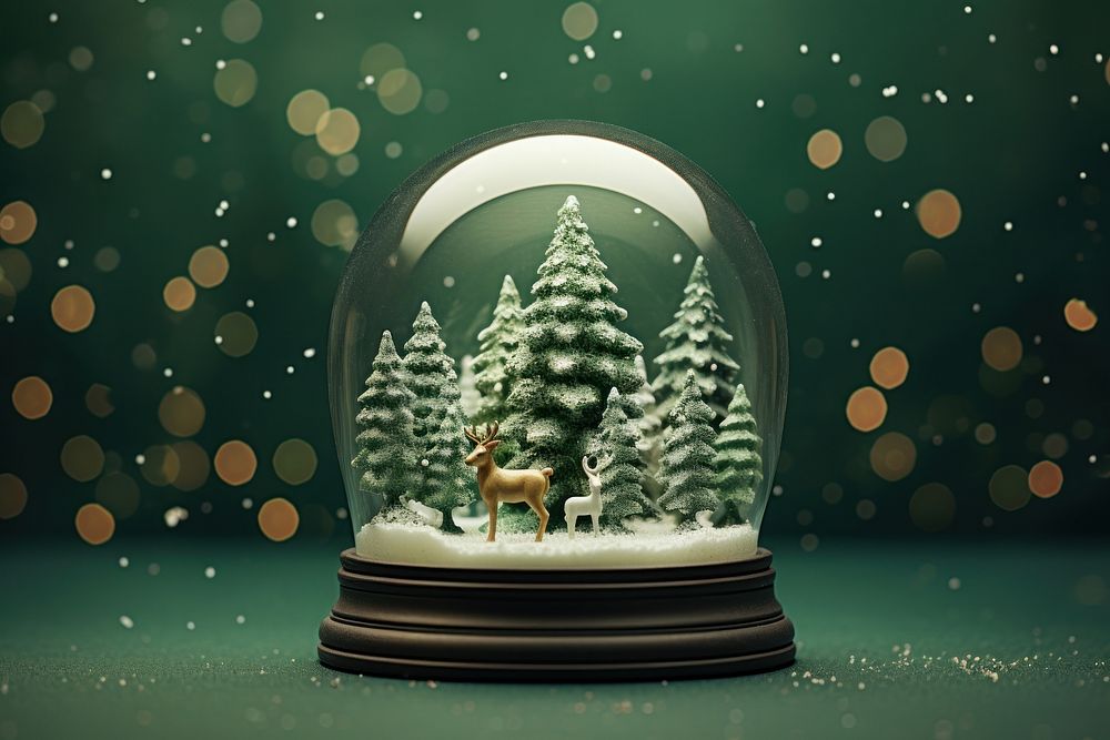 Christmas snow globe plant green tree. AI generated Image by rawpixel.
