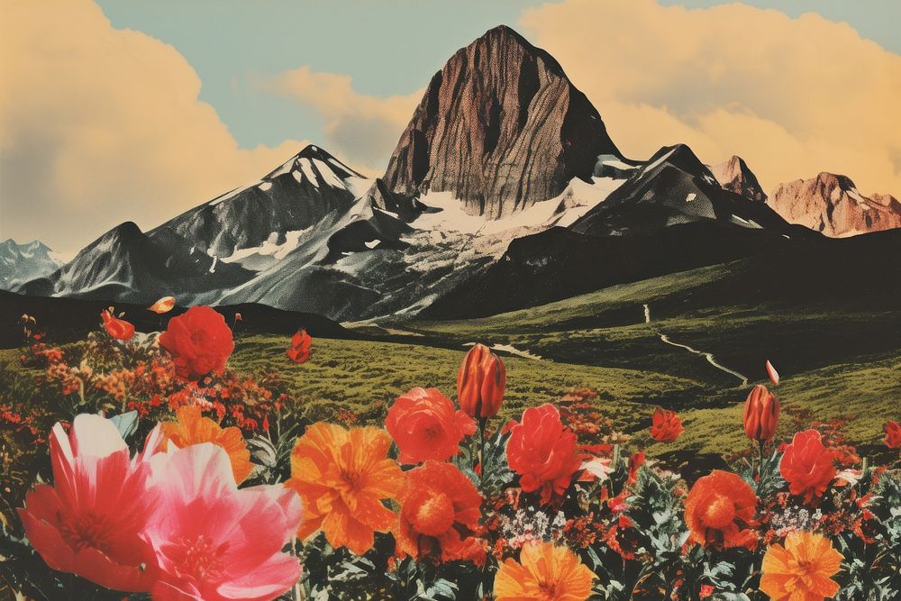 Mountain flower wilderness landscape. AI generated Image by rawpixel.