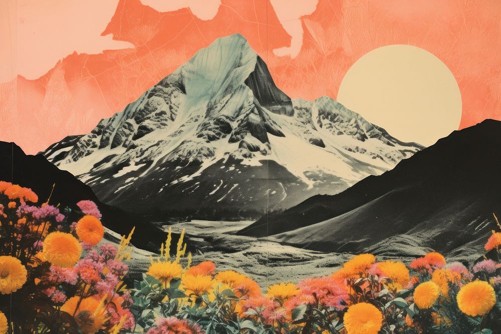 Mountain flower landscape outdoors. AI generated Image by rawpixel.