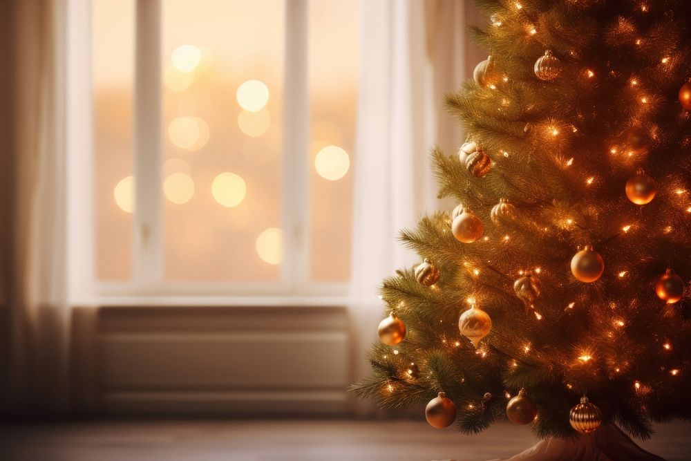 Christmas tree christmas glowing window. AI generated Image by rawpixel.