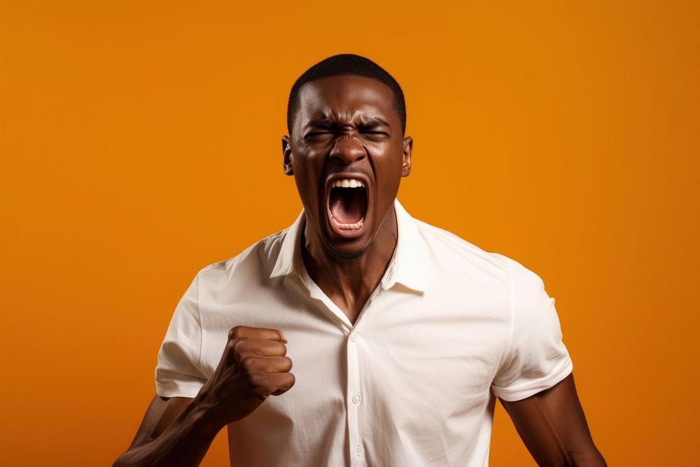 Angry young man shouting adult shirt. AI generated Image by rawpixel.
