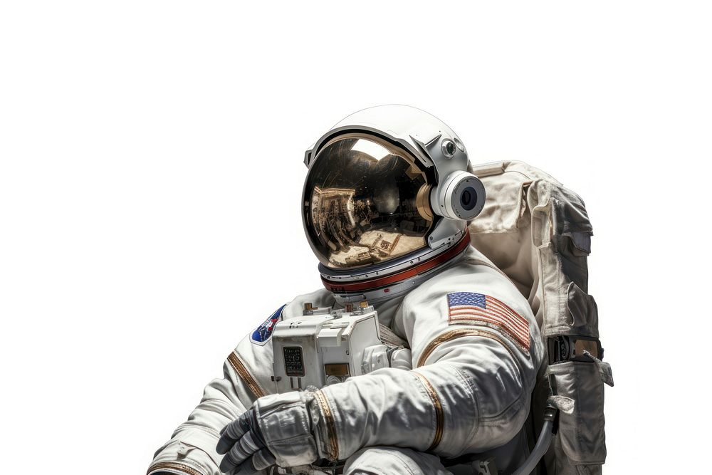 Astronaut helmet white background protection. AI generated Image by rawpixel.