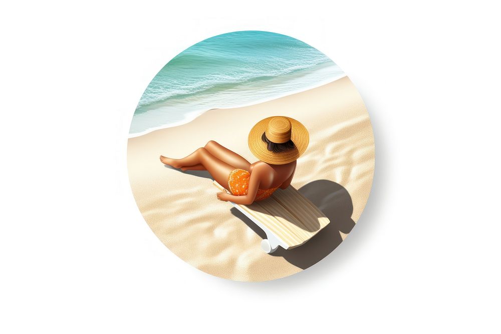 Beach icon sunbathing outdoors adult. AI generated Image by rawpixel.