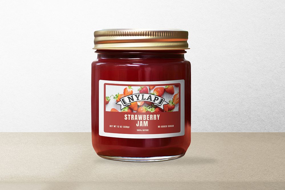 Jam jar label, food packaging design