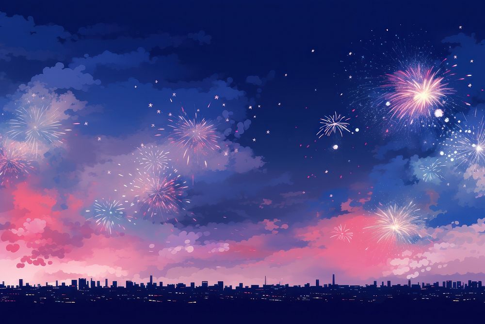 Fireworks night sky outdoors. AI generated Image by rawpixel.
