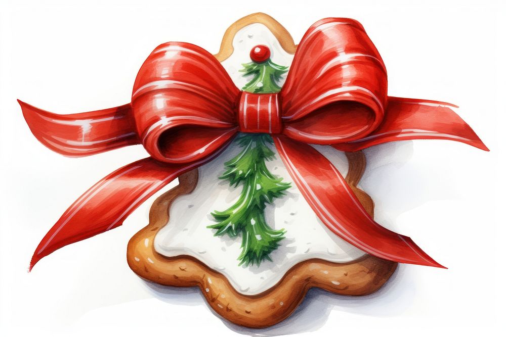 Christmas tree shaped cookie dessert ribbon food. AI generated Image by rawpixel.