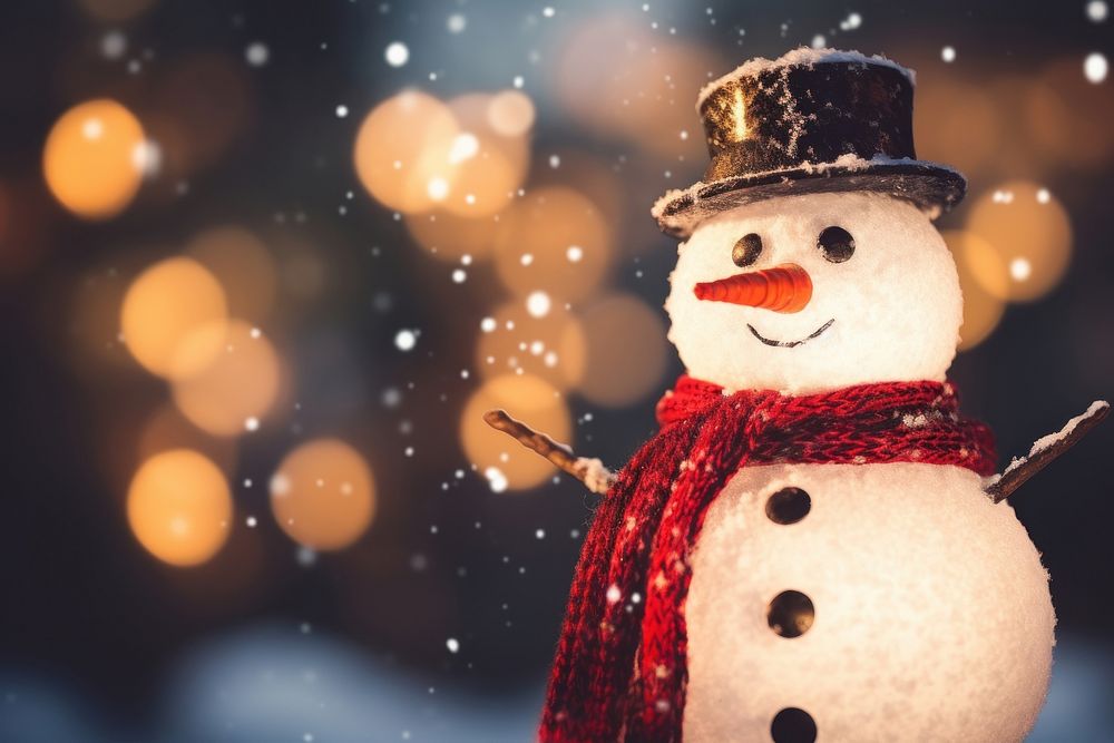 Christmas snowman outdoors winter red. AI generated Image by rawpixel.