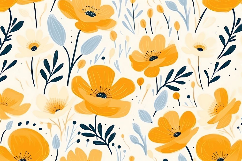 Spring floral patteenr pattern flower plant. AI generated Image by rawpixel.