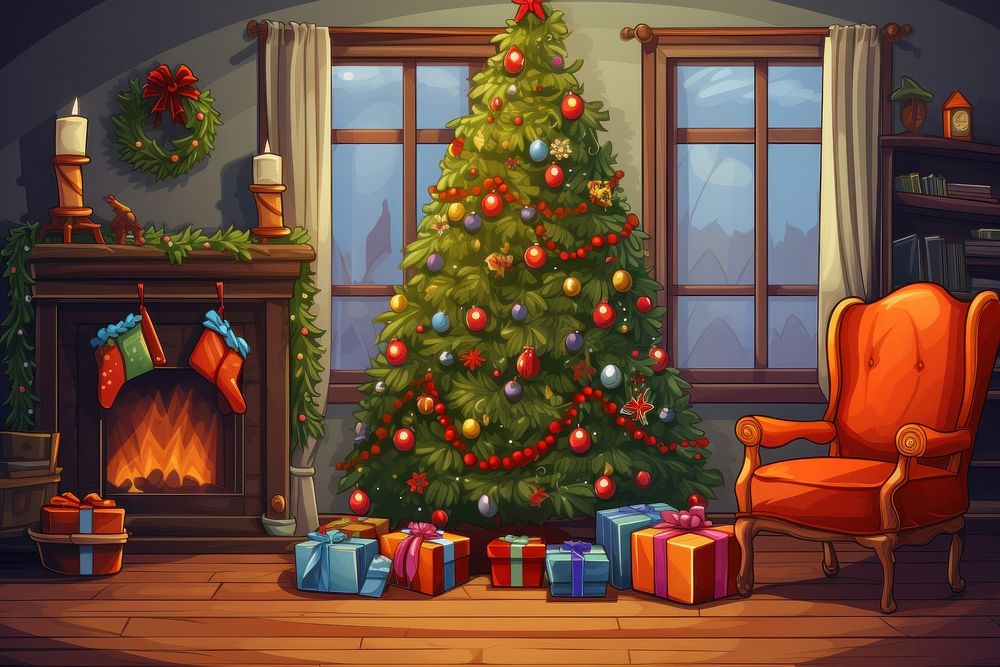 Christmas christmas decoration fireplace. AI generated Image by rawpixel.