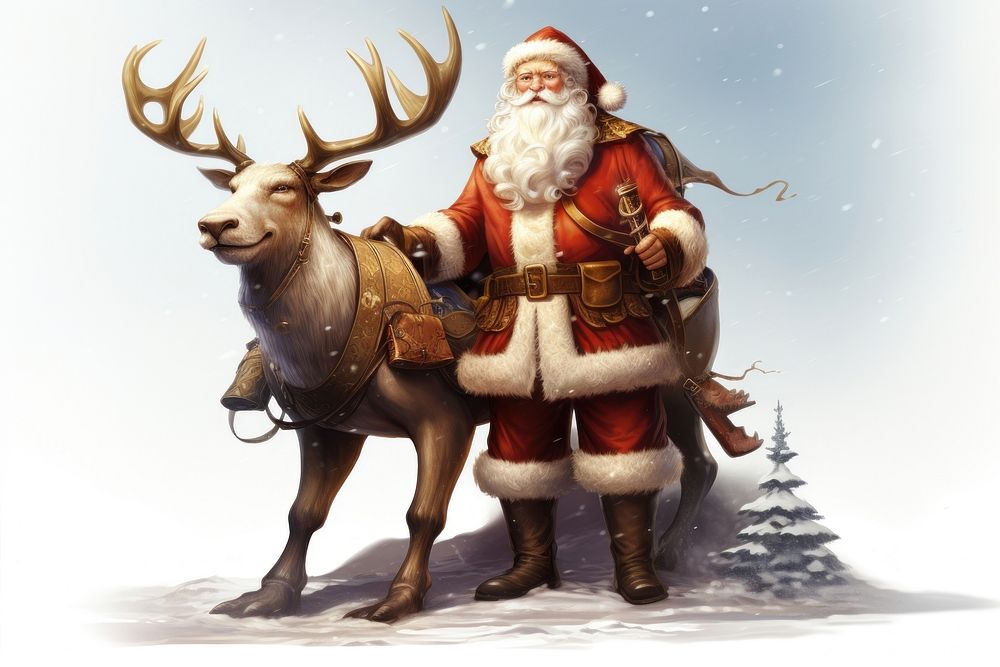 Santa Claus christmas mammal deer. AI generated Image by rawpixel.