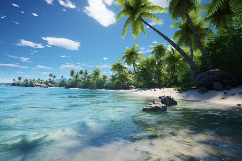 Tropical beach tree landscape outdoors. AI generated Image by rawpixel.