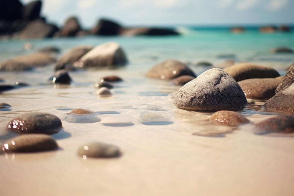 Tropical beach rock outdoors nature. AI generated Image by rawpixel.