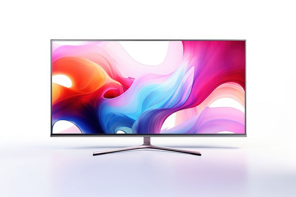 Modern LED TV television screen white background. AI generated Image by rawpixel.