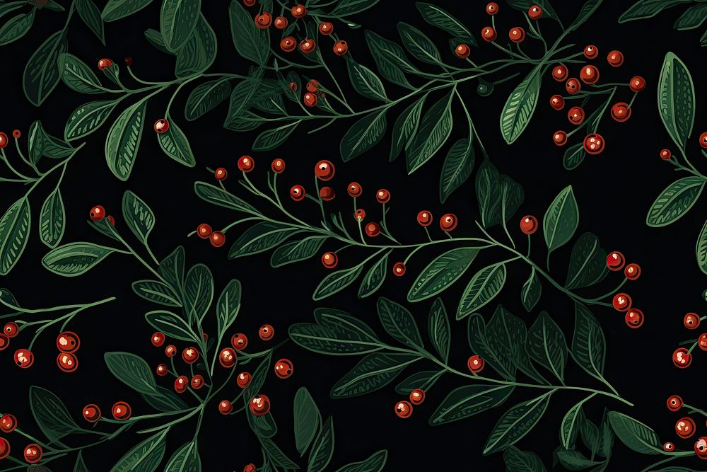 Pattern holly plant backgrounds. AI generated Image by rawpixel.