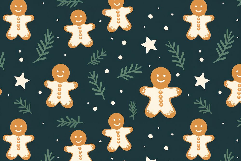 Gingerbread man christmas pattern cookie. AI generated Image by rawpixel.