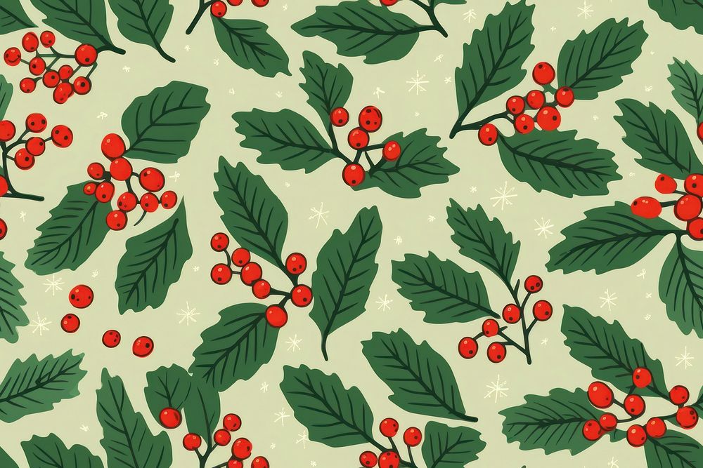 Holly leaves pattern christmas plant. AI generated Image by rawpixel.