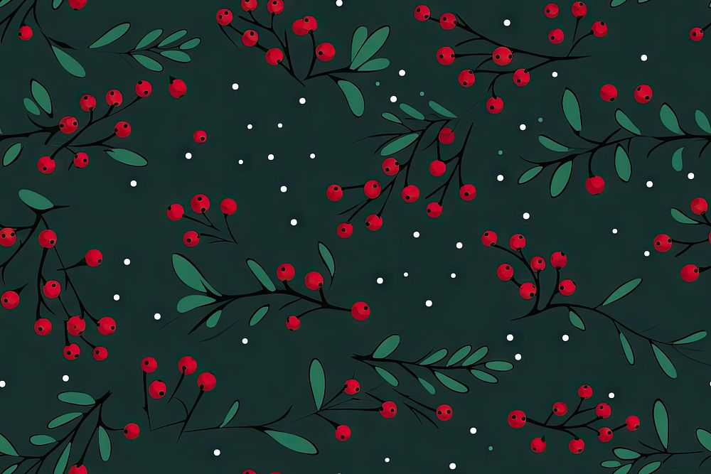 Chrismas hollies pattern christmas line art. AI generated Image by rawpixel.