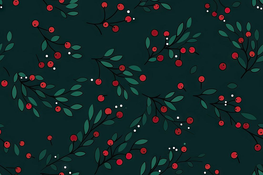Chrismas hollies pattern christmas line art. AI generated Image by rawpixel.