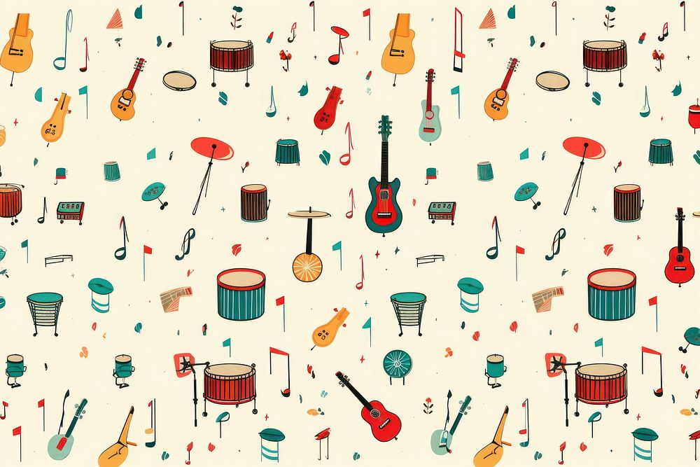 Backgrounds pattern guitar music. AI generated Image by rawpixel.