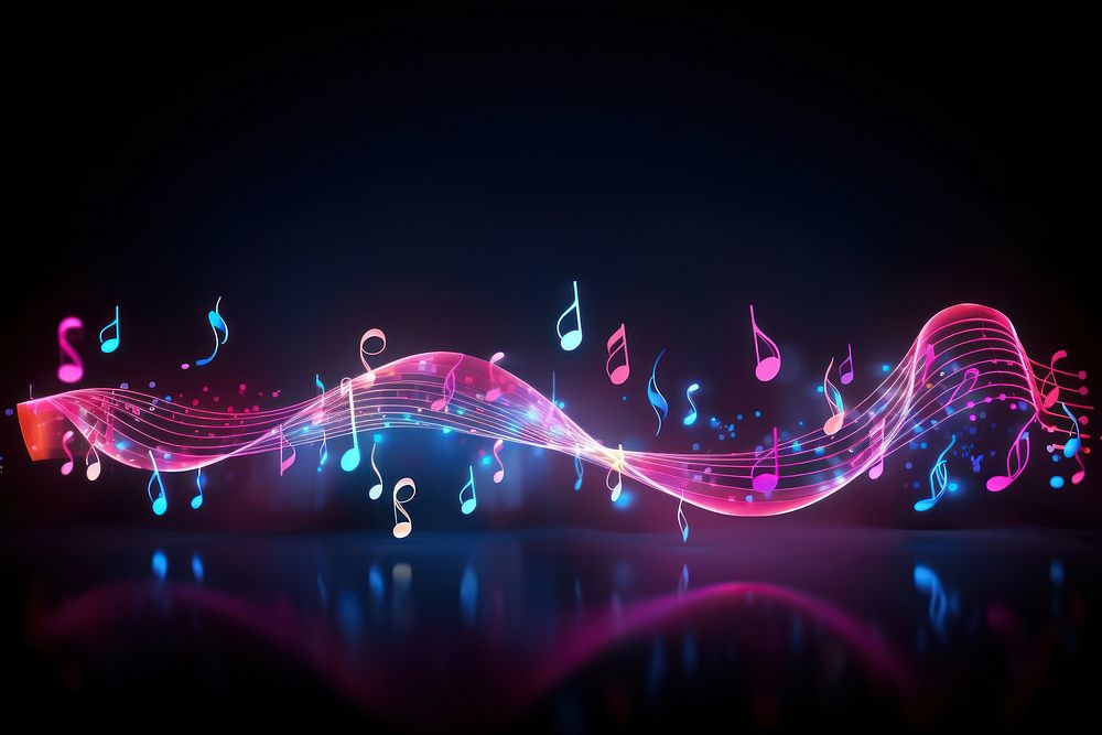 Music notes light purple night. AI generated Image by rawpixel.