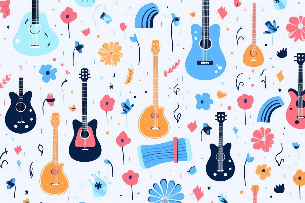 Music notes pattern backgrounds guitar. AI generated Image by rawpixel.