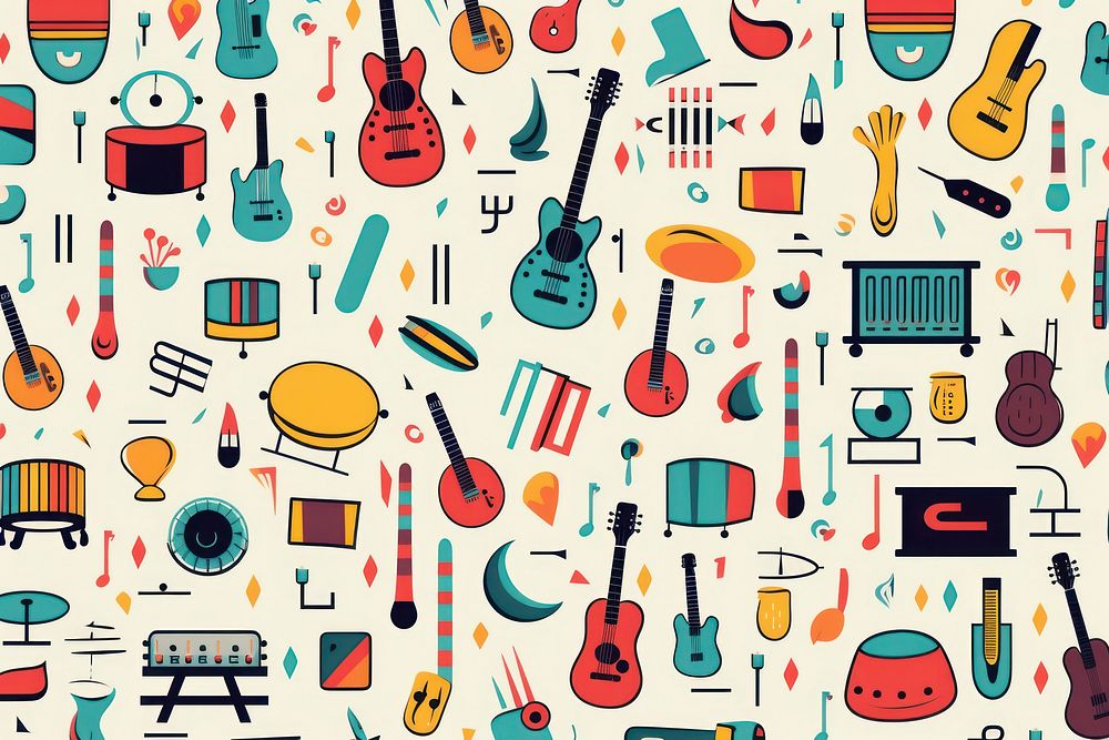 Music pattern backgrounds guitar. AI generated Image by rawpixel.