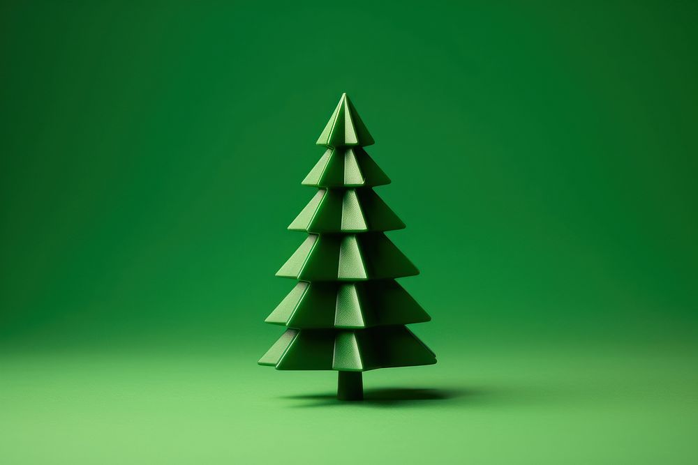 Christmas tree green origami green background. AI generated Image by rawpixel.
