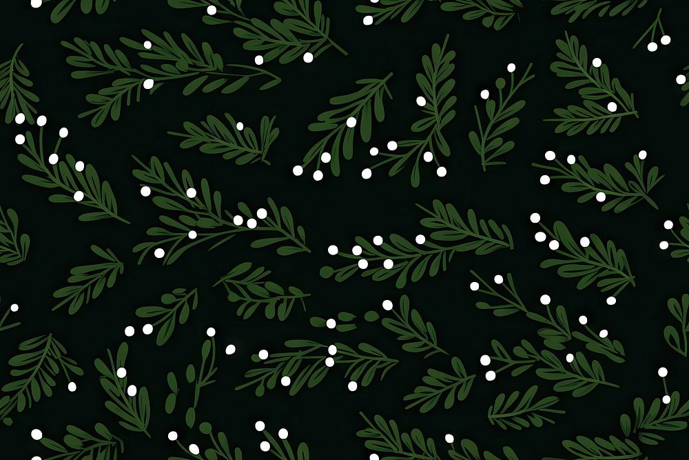 Chrismas hollies pattern green plant black. AI generated Image by rawpixel.