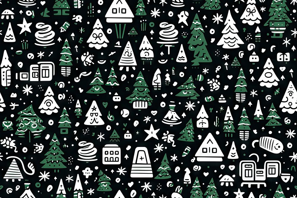Christmas doodle pattern green line. AI generated Image by rawpixel.