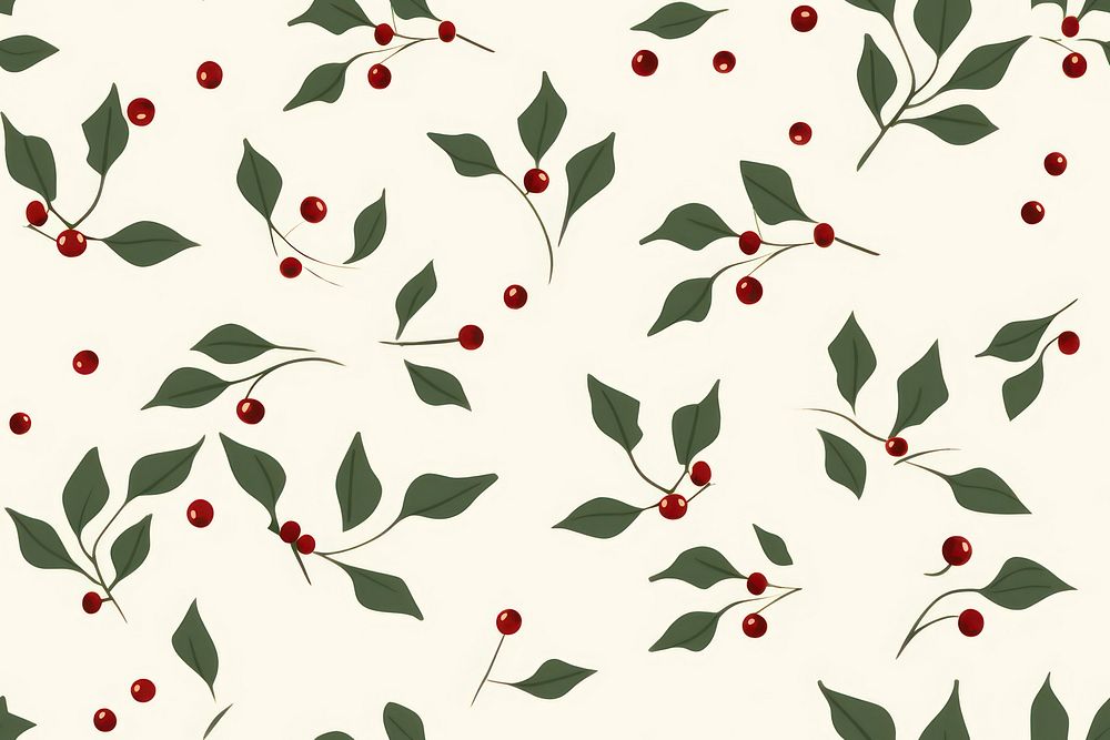Holly leaves pattern cherry plant. AI generated Image by rawpixel.