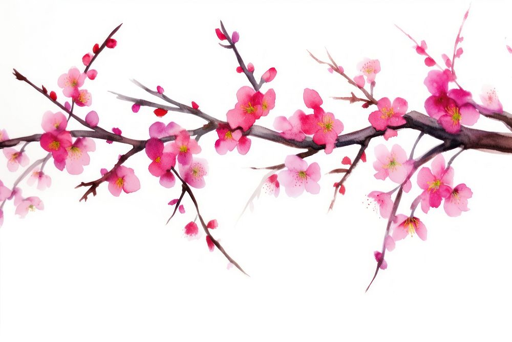 Pink blossom flower plant white background. AI generated Image by rawpixel.