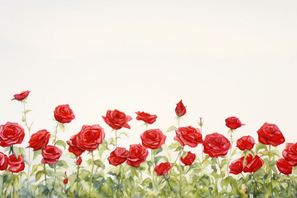 Red roses garden flower plant petal. AI generated Image by rawpixel.