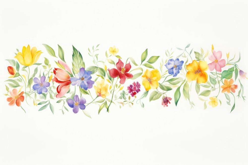Vintage flowers pattern art white background. AI generated Image by rawpixel.