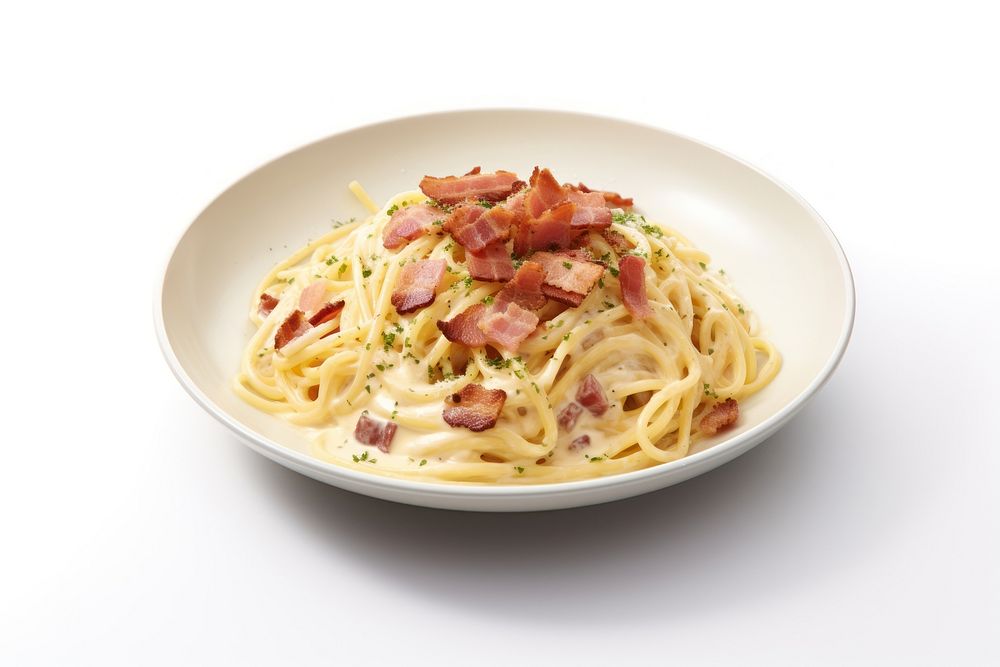 Spaghetti alla Carbonara spaghetti carbonara pasta. AI generated Image by rawpixel.